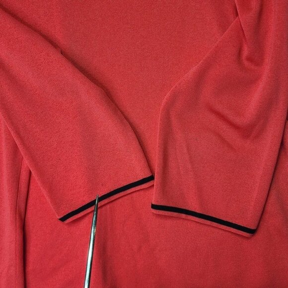 Ming Wang Womens XL Pink Coral Open Front Cardigan Sweater w/ Black Trim - Picture 7 of 9